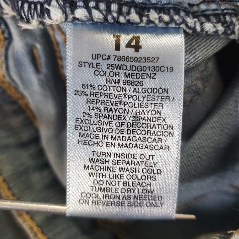K1035 * Jordache Girls Classic Bootcut Jeans Medium Wash Size 14